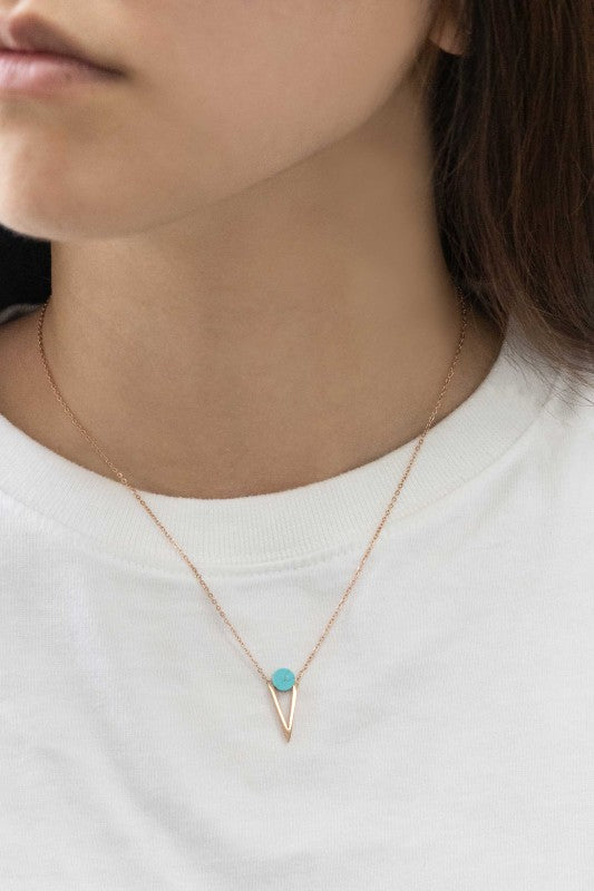 Tensly Point Stone Necklace | Rose Gold (14K)-Lovoda-Reef Love