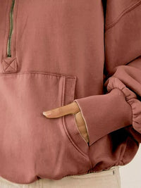 Terracotta Half Zip Fleece Hoodie