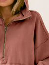 Terracotta Half Zip Fleece Hoodie