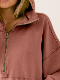 Terracotta Half Zip Fleece Hoodie