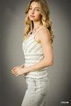 Shop Textured Ruffle Trim Smocked Cami Tank Top-Cream smocked cami with ruffle trim and textured stripes. Feminine, flattering, and easy to style—perfect for summer looks or layering year-round.-available at Reef Love online boho-chic boutique