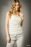 Shop Textured Ruffle Trim Smocked Cami Tank Top-Cream smocked cami with ruffle trim and textured stripes. Feminine, flattering, and easy to style—perfect for summer looks or layering year-round.-available at Reef Love online boho-chic boutique