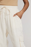 Textured Satin Cargo pPants-Textured satin cargo pants with pockets, ribbed cuffs, and elastic waist. Dress them up or down for effortless everyday edge and comfort.-Reef Love