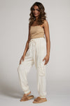 Textured Satin Cargo pPants-Textured satin cargo pants with pockets, ribbed cuffs, and elastic waist. Dress them up or down for effortless everyday edge and comfort.-Reef Love