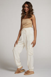 Textured Satin Cargo pPants-Textured satin cargo pants with pockets, ribbed cuffs, and elastic waist. Dress them up or down for effortless everyday edge and comfort.-Reef Love