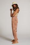 Textured Satin Cargo pPants-Textured satin cargo pants with pockets, ribbed cuffs, and elastic waist. Dress them up or down for effortless everyday edge and comfort.-Reef Love
