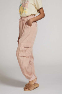 Textured Satin Cargo pPants-Textured satin cargo pants with pockets, ribbed cuffs, and elastic waist. Dress them up or down for effortless everyday edge and comfort.-Reef Love