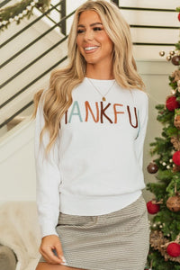 Thankful Embroidered Sweater-