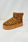 Thermal Furry Leopard Platform Booties-The Thermal Furry Leopard Platform Booties are a stylish and cozy footwear option. Featuring a leopard print design, faux fur lining, and platform sole.