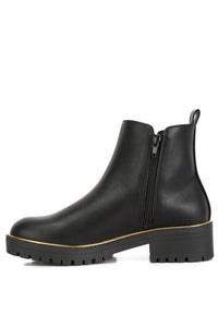 Thorin Metallic Frame Block Heel Boots-Thorin metallic frame block heel boots by London Rag. Ankle boots with zipper closure, lug sole & edgy metallic accents. Chic everyday or night-out style.