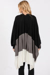 Three Tones Ruana-Three Tones Ruana with open-front draped fit. Soft acrylic knit with tri-tone neutral design for versatile, effortless layering in every season.-Reef Love