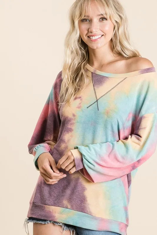 Tie Dye Print French Terry Sweatshirt
