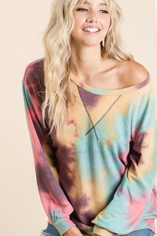 Tie Dye Print French Terry Sweatshirt