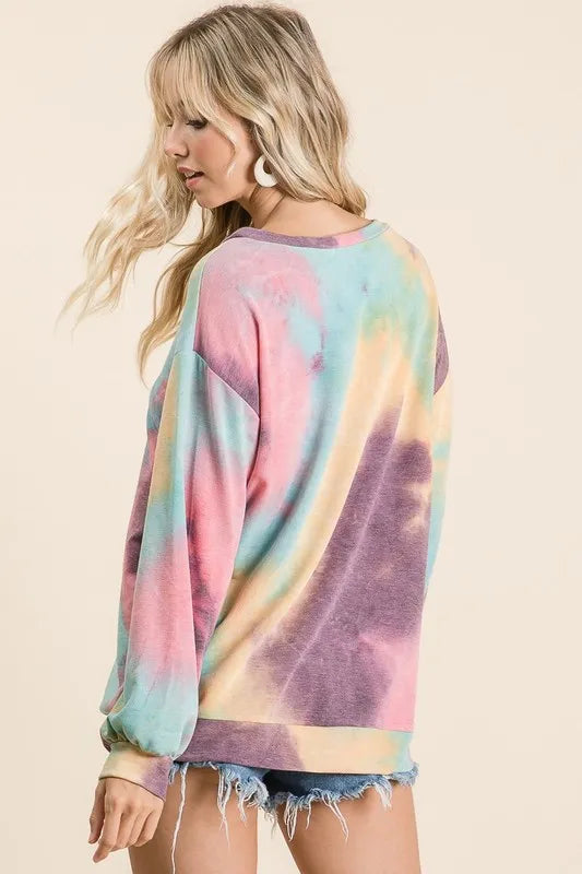Tie Dye Print French Terry Sweatshirt