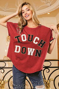 Shop Touchdown Vintage Washed Oversized T-Shirt-Get ready for football season and score a stylish touchdown on game day with this women's touchdown letter loose fit vintage washed oversized t-shirt.-available at Reef Love online boho-chic boutique