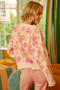 Towel Texture Floral Pattern Sweater