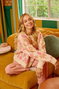 Towel Texture Floral Pattern Sweater