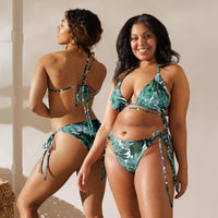 Tropical Green All-Over Print Recycled String Bikini- Boho Chic Styles by Reef Love