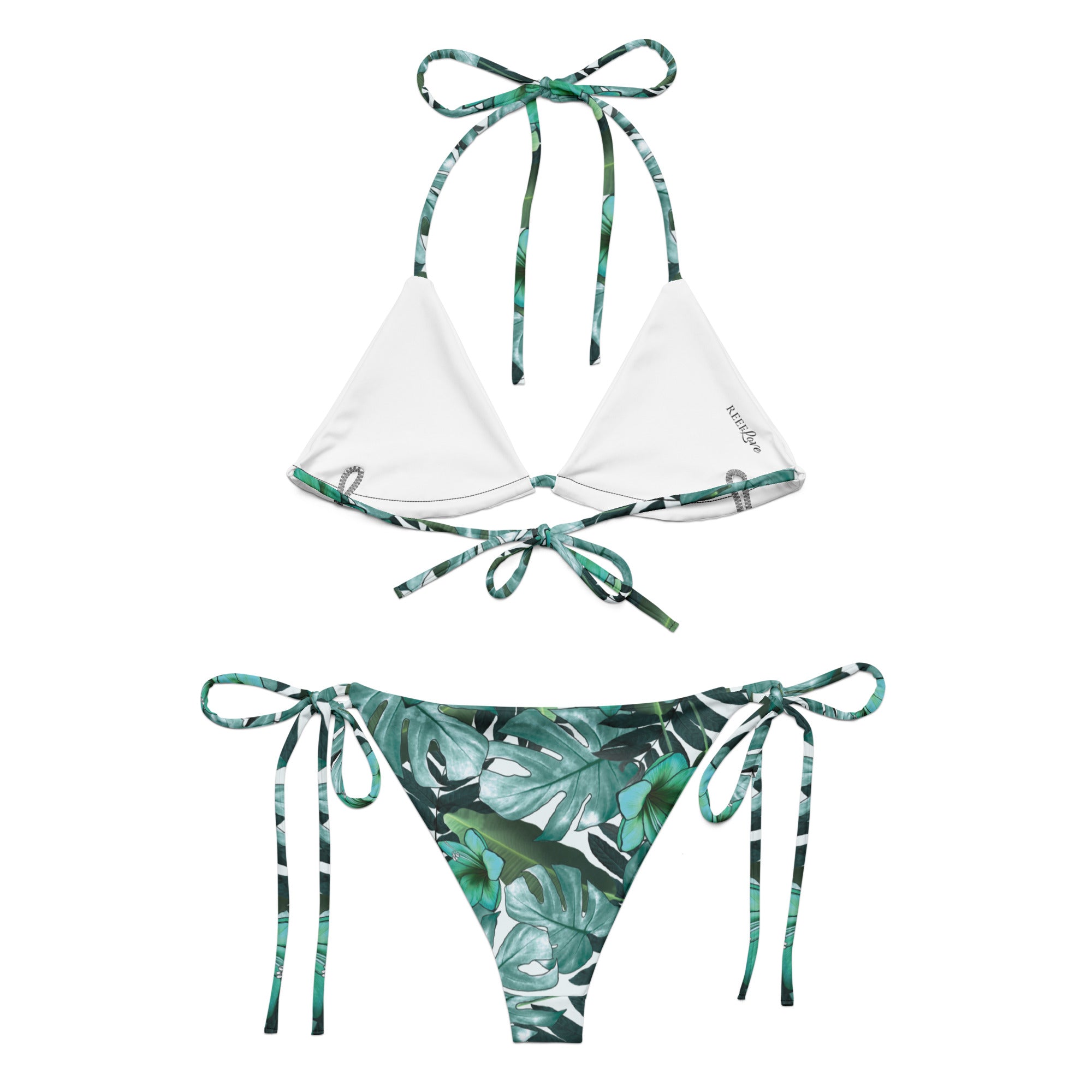 Tropical Green All-Over Print Recycled String Bikini- Boho Chic Styles by Reef Love