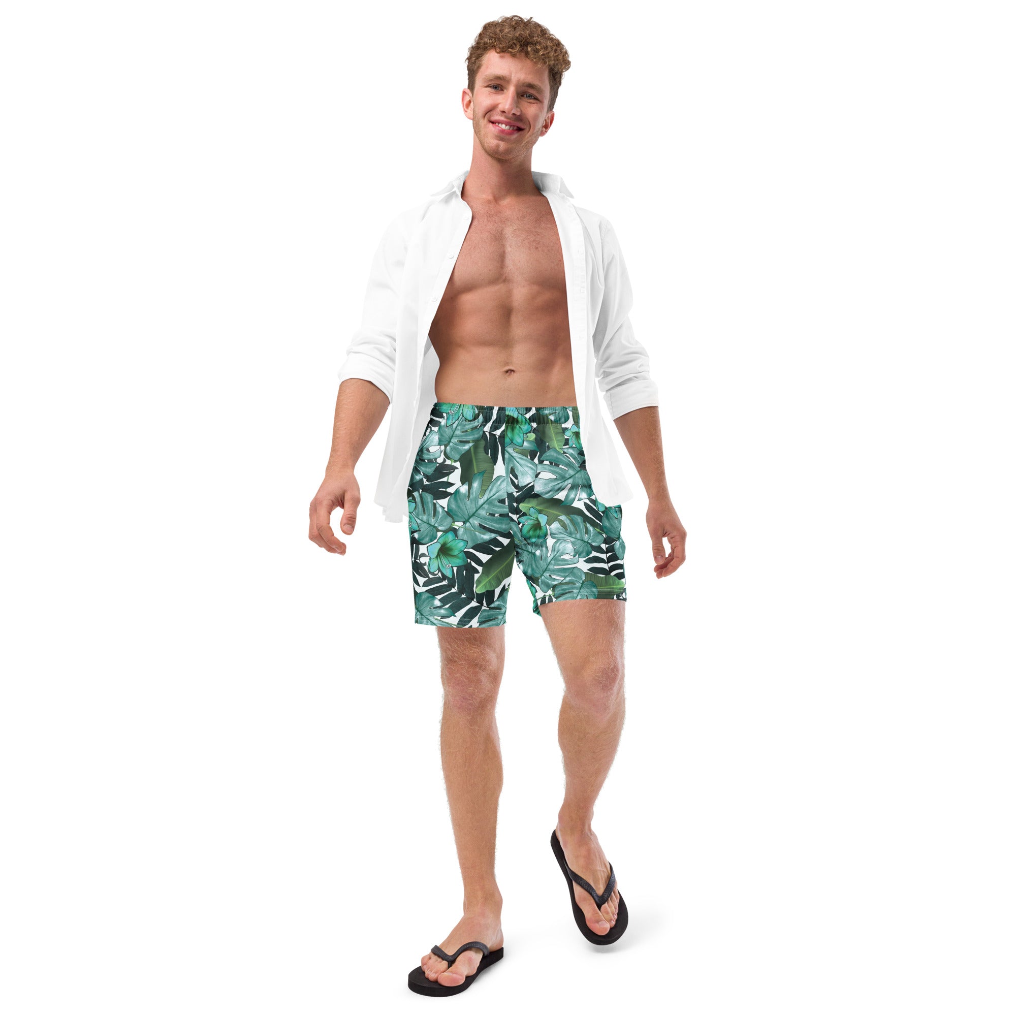 Tropical Green Recycled Swim Trunks- Boho Chic Styles by Reef Love