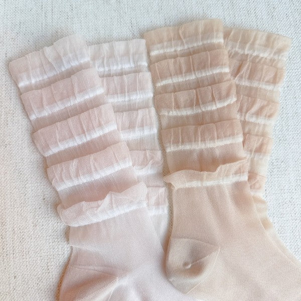Tulle Lace Cascade Socks, Pack of 2-Tulle Lace Cascade Socks, Pack of 2. Featuring delicate cascading lace and a soft, comfortable fit, these socks are perfect for elevating your everyday look.