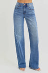 Tummy Control Elastic Band High Rise Wide Jeans Plus Size-Jeans-RISEN-Reef Love