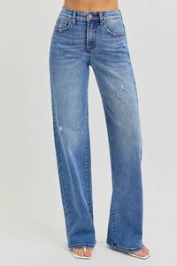 Tummy Control Elastic Band High Rise Wide Jeans Plus Size-Jeans-RISEN-Reef Love