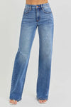 Tummy Control Elastic Band High Rise Wide Jeans Plus Size-Jeans-RISEN-Reef Love