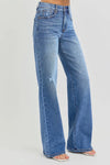 Tummy Control Elastic Band High Rise Wide Jeans Plus Size-Jeans-RISEN-Reef Love