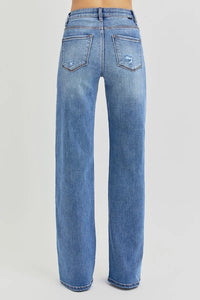 Tummy Control Elastic Band High Rise Wide Jeans Plus Size-Jeans-RISEN-Reef Love