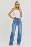 Tummy Control Elastic Band High Rise Wide Jeans Plus Size-Jeans-RISEN-Reef Love