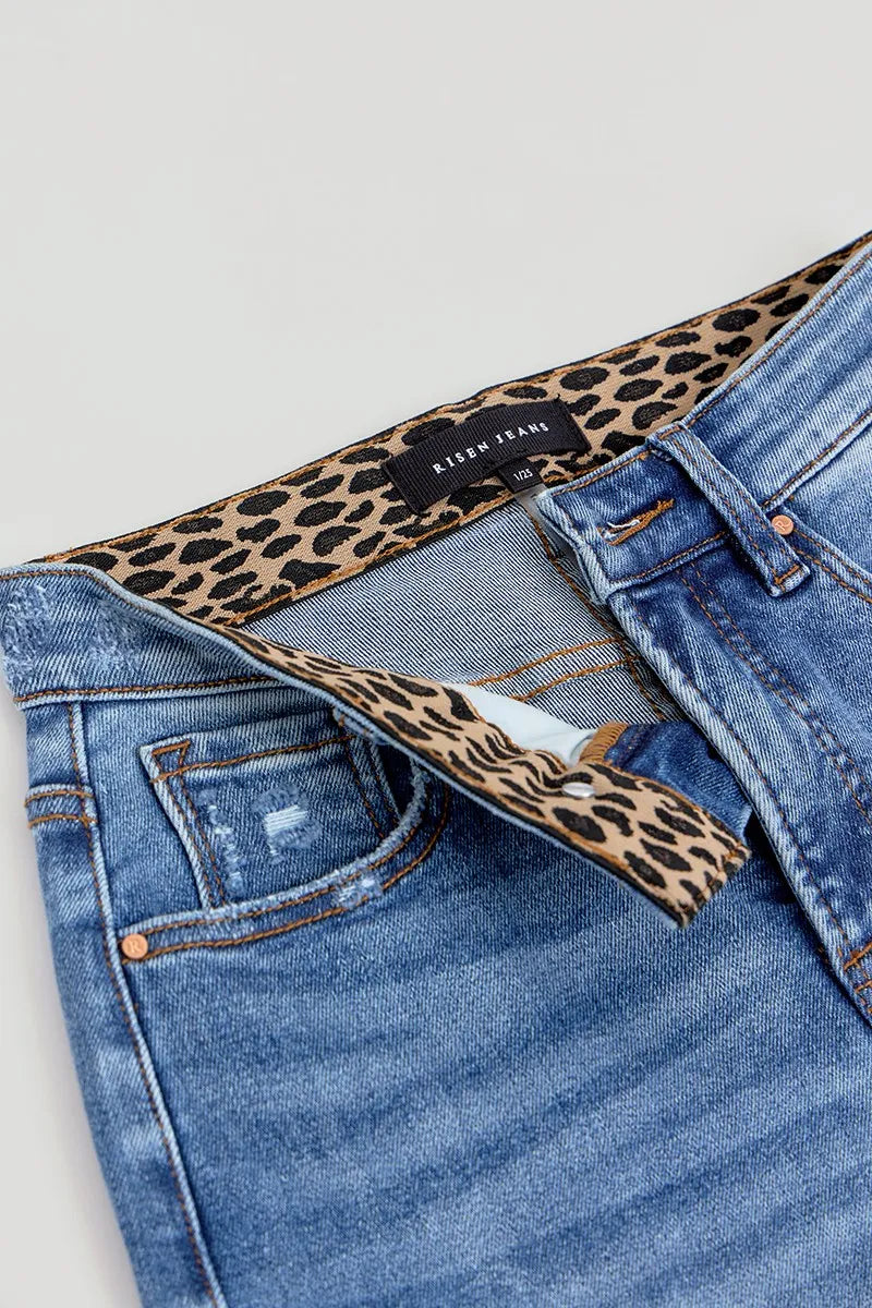 Tummy Control Elastic Band High Rise Wide Jeans Plus Size-Jeans-RISEN-Reef Love