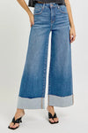 Tummy Control High Rise Crop Wide Cuffed Jeans