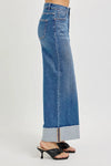 Tummy Control High Rise Crop Wide Cuffed Jeans