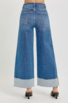 Tummy Control High Rise Crop Wide Cuffed Jeans