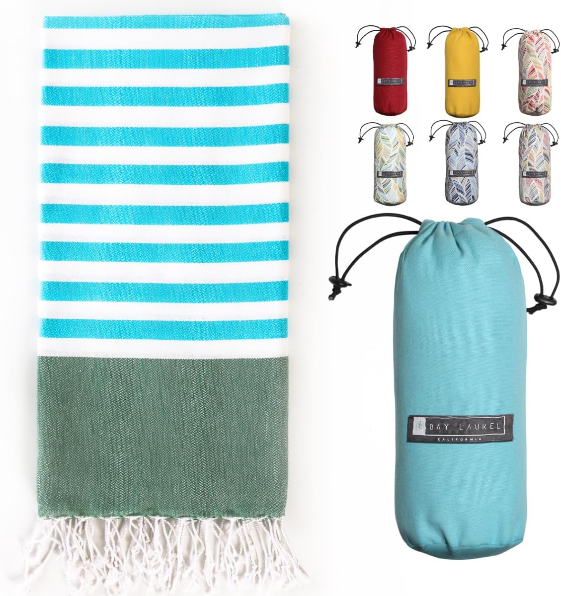 Turkish Beach Towel - Lightweight, Quick Dry, and Sand-Free with Travel Bag