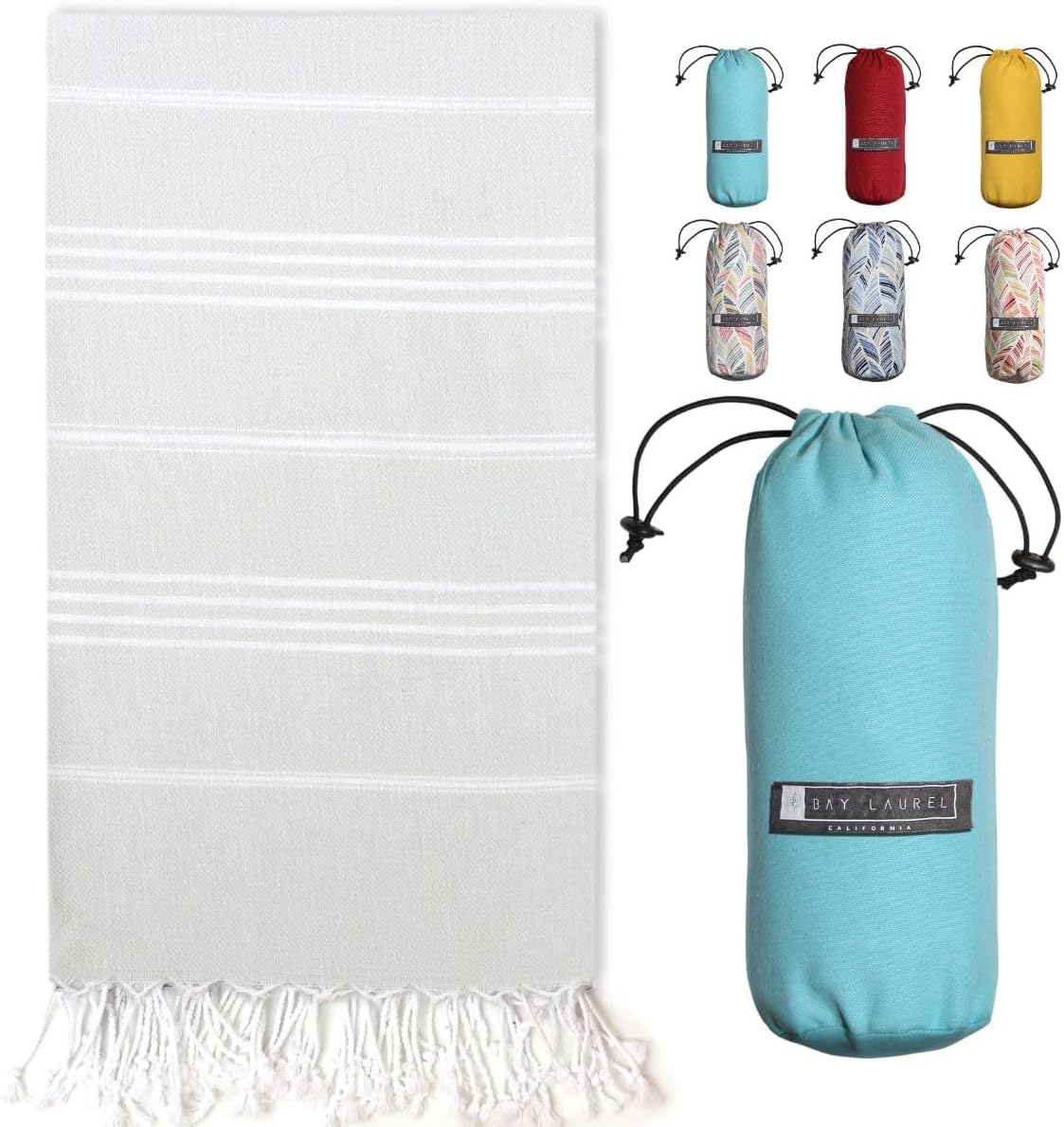 Turkish Beach Towel - Lightweight, Quick Dry, and Sand-Free with Travel Bag