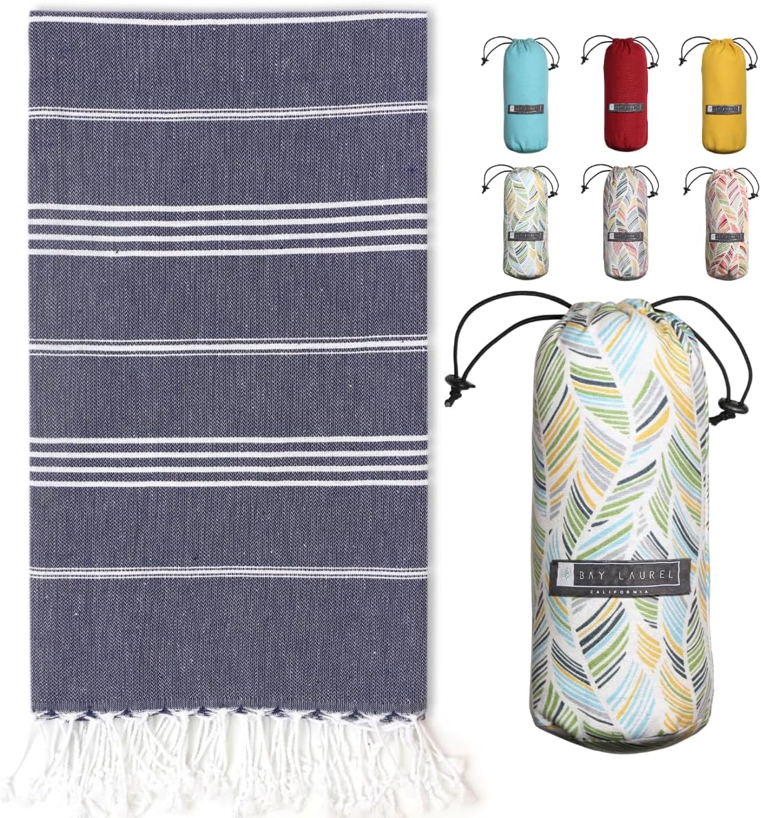Turkish Beach Towel - Lightweight, Quick Dry, and Sand-Free with Travel Bag