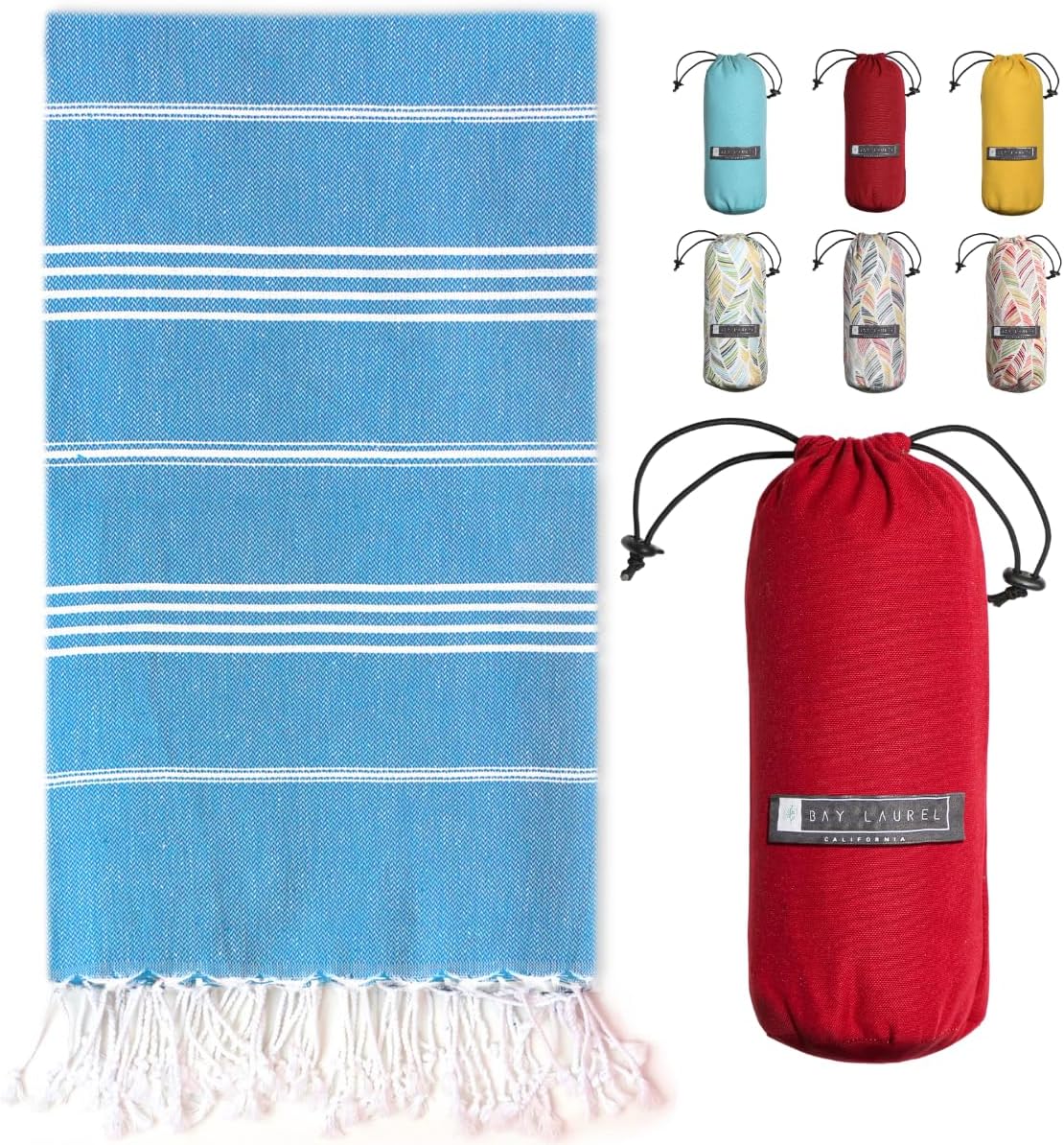 Turkish Beach Towel - Lightweight, Quick Dry, and Sand-Free with Travel Bag