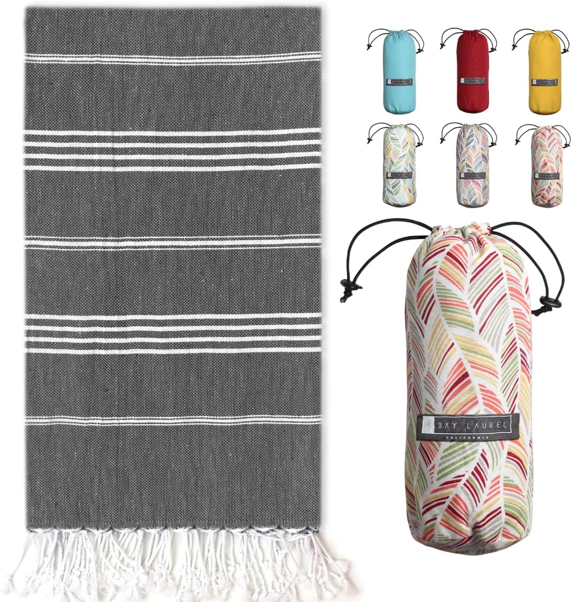 Turkish Beach Towel - Lightweight, Quick Dry, and Sand-Free with Travel Bag