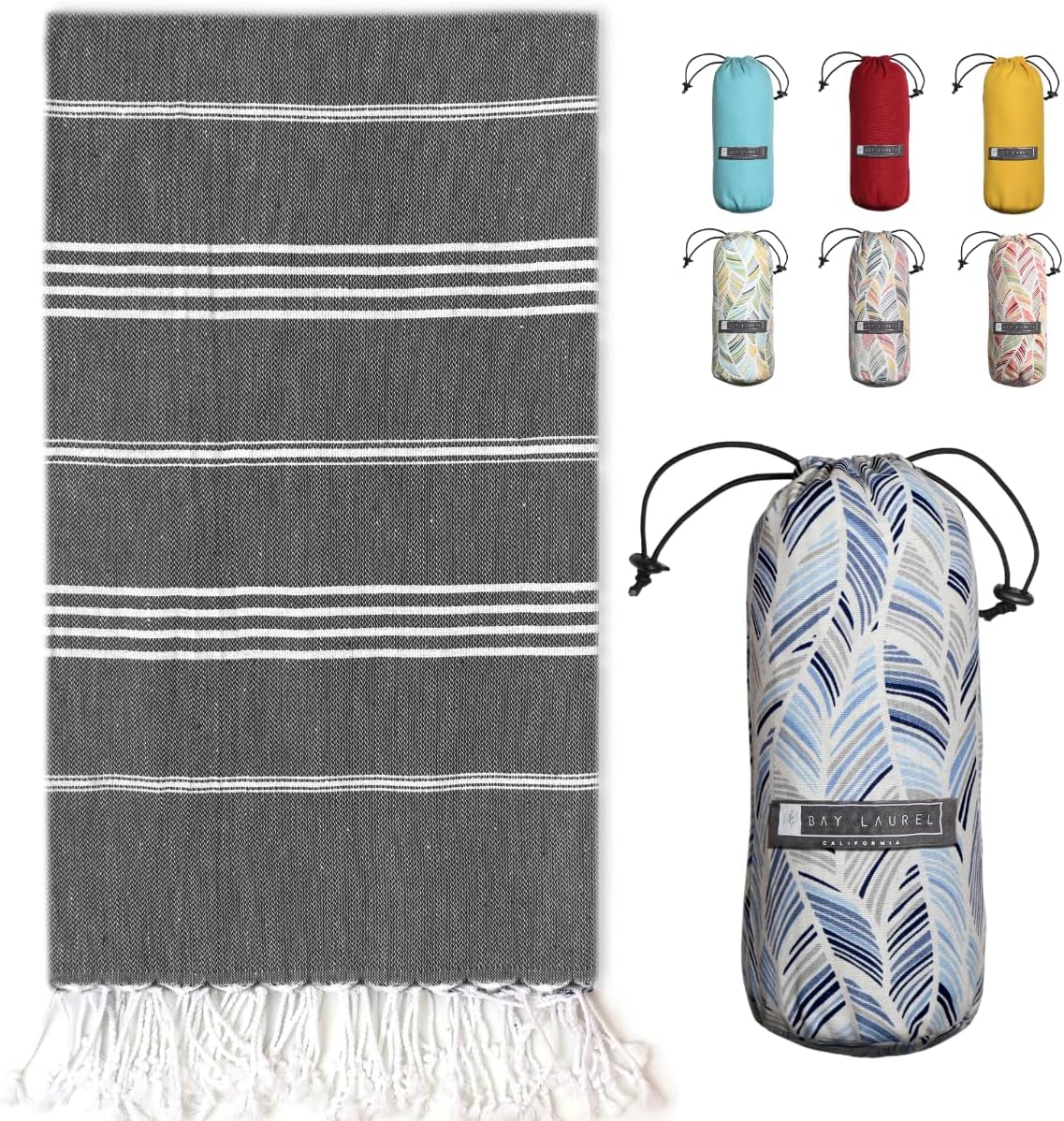 Turkish Beach Towel - Lightweight, Quick Dry, and Sand-Free with Travel Bag