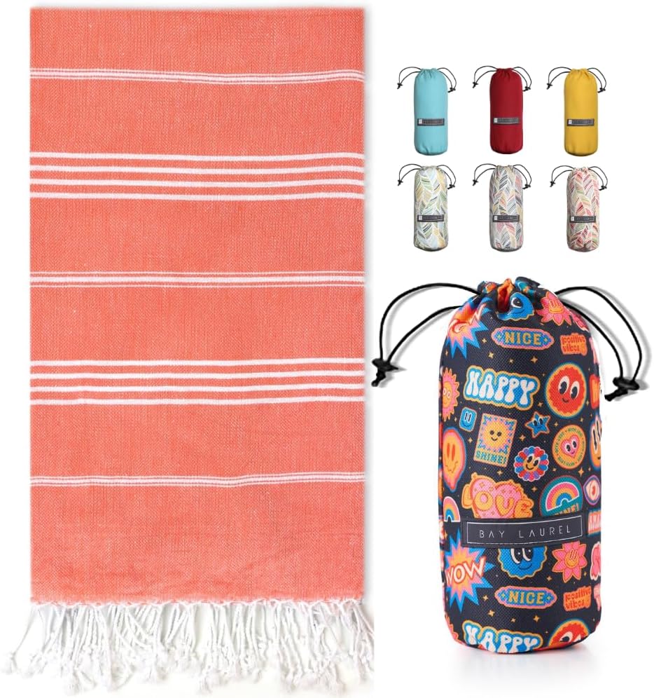 Turkish Beach Towel - Lightweight, Quick Dry, and Sand-Free with Travel Bag