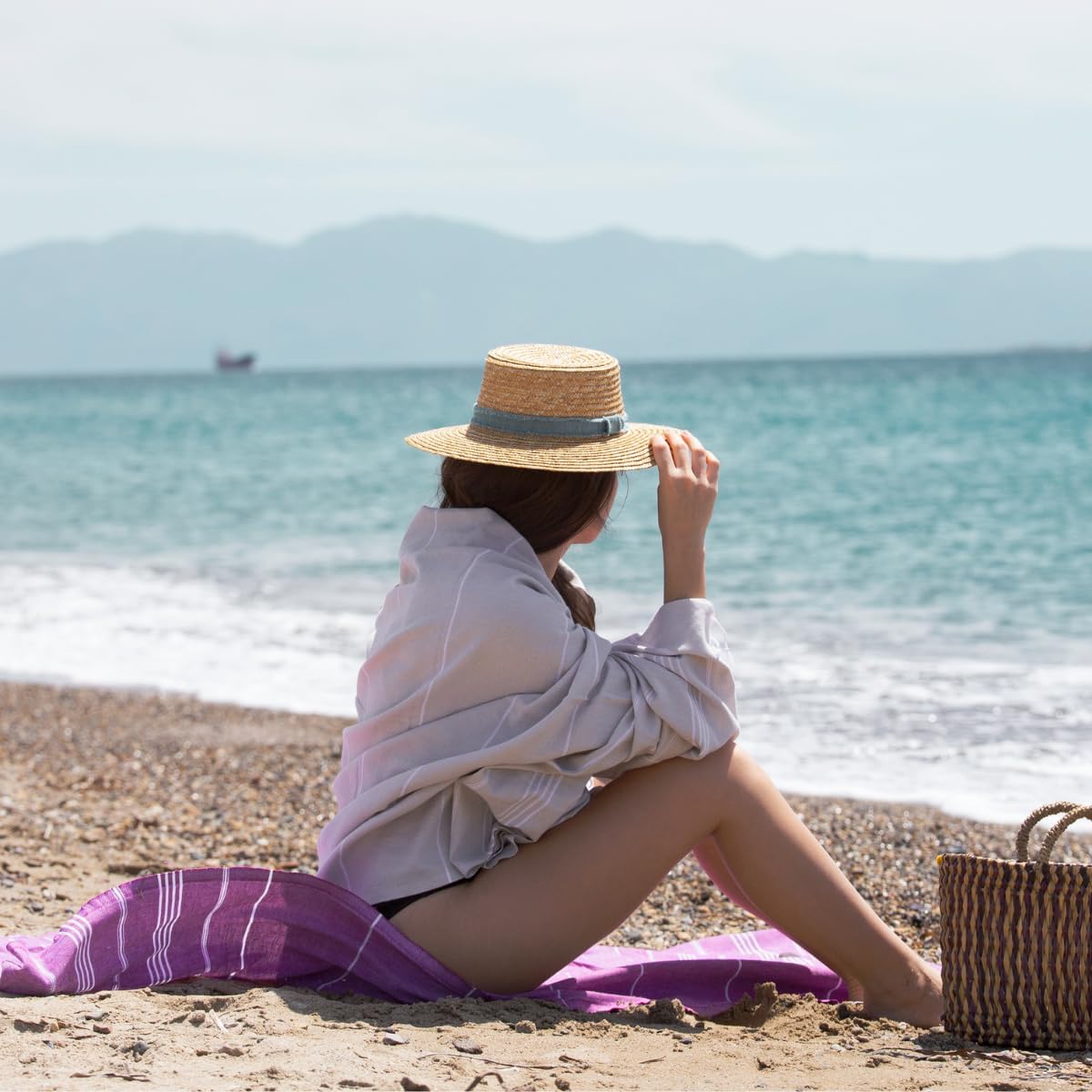 Turkish Beach Towel - Lightweight, Quick Dry, and Sand-Free with Travel Bag