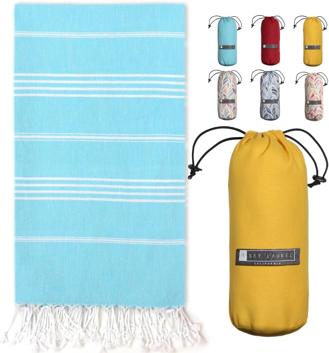 Turkish Beach Towel - Lightweight, Quick Dry, and Sand-Free with Travel Bag