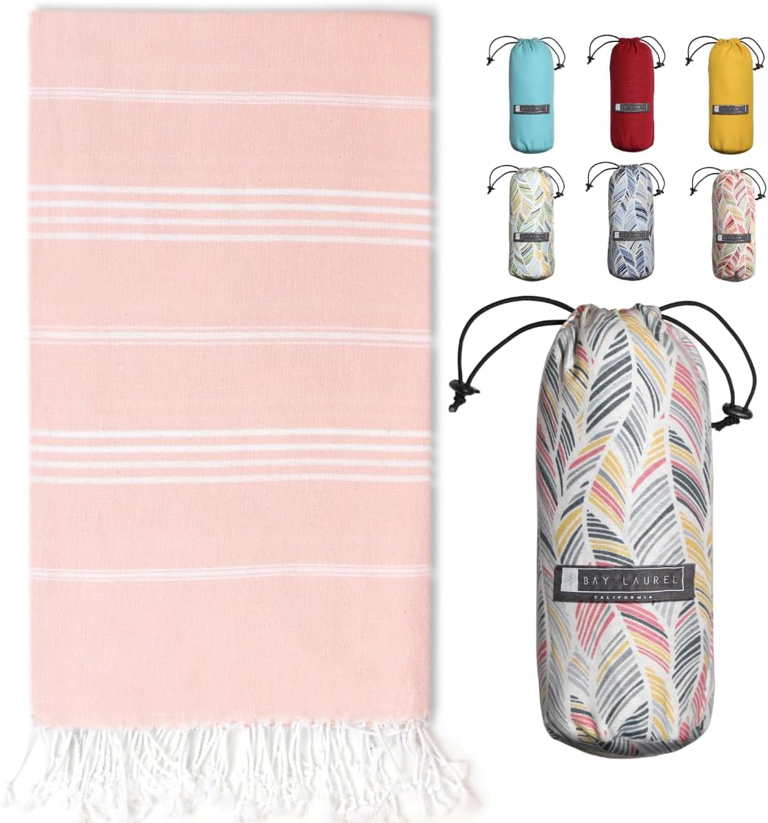 Turkish Beach Towel - Lightweight, Quick Dry, and Sand-Free with Travel Bag