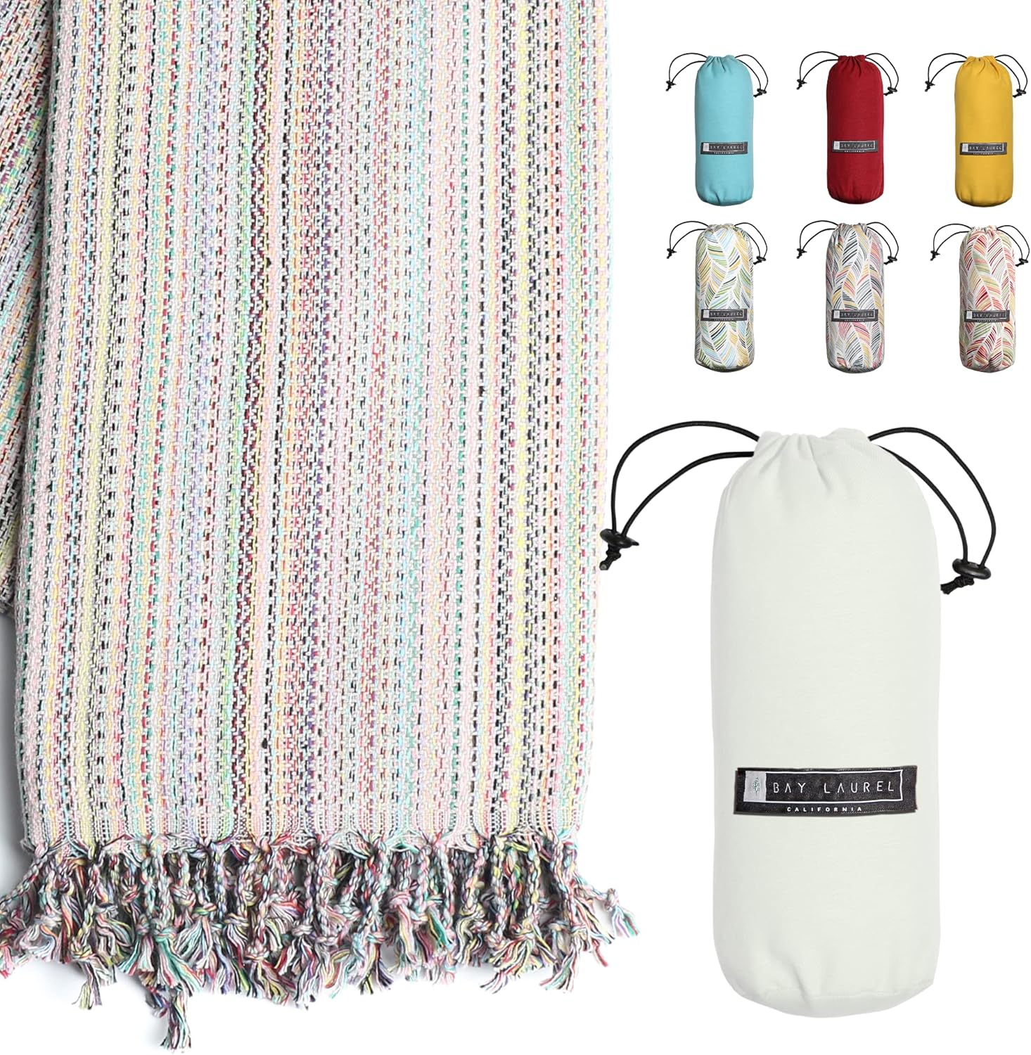 Turkish Beach Towel - Lightweight, Quick Dry, and Sand-Free with Travel Bag