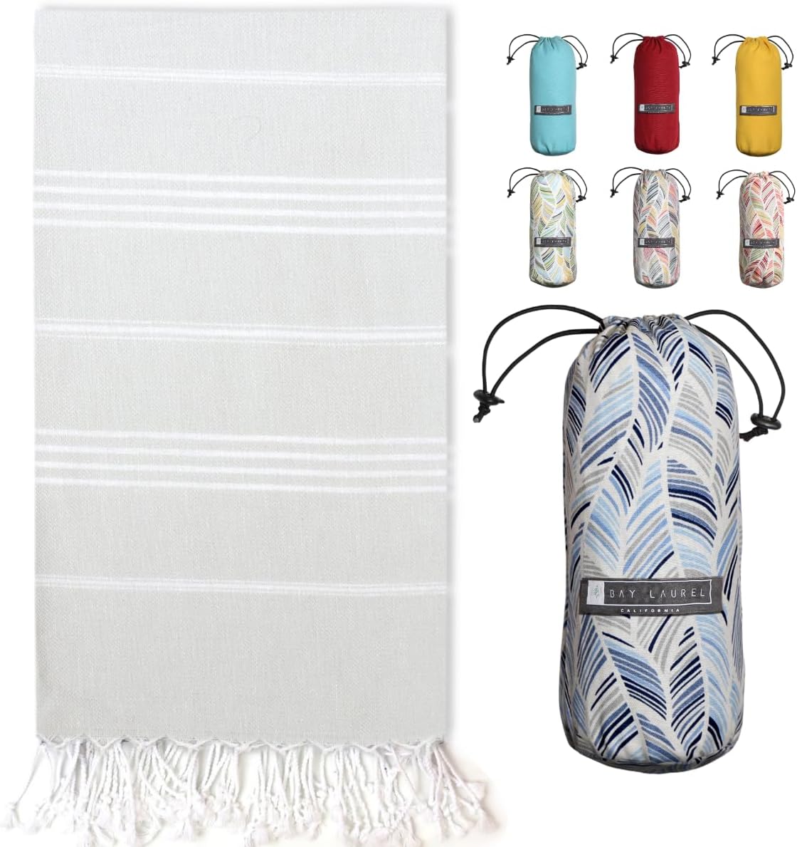Turkish Beach Towel - Lightweight, Quick Dry, and Sand-Free with Travel Bag