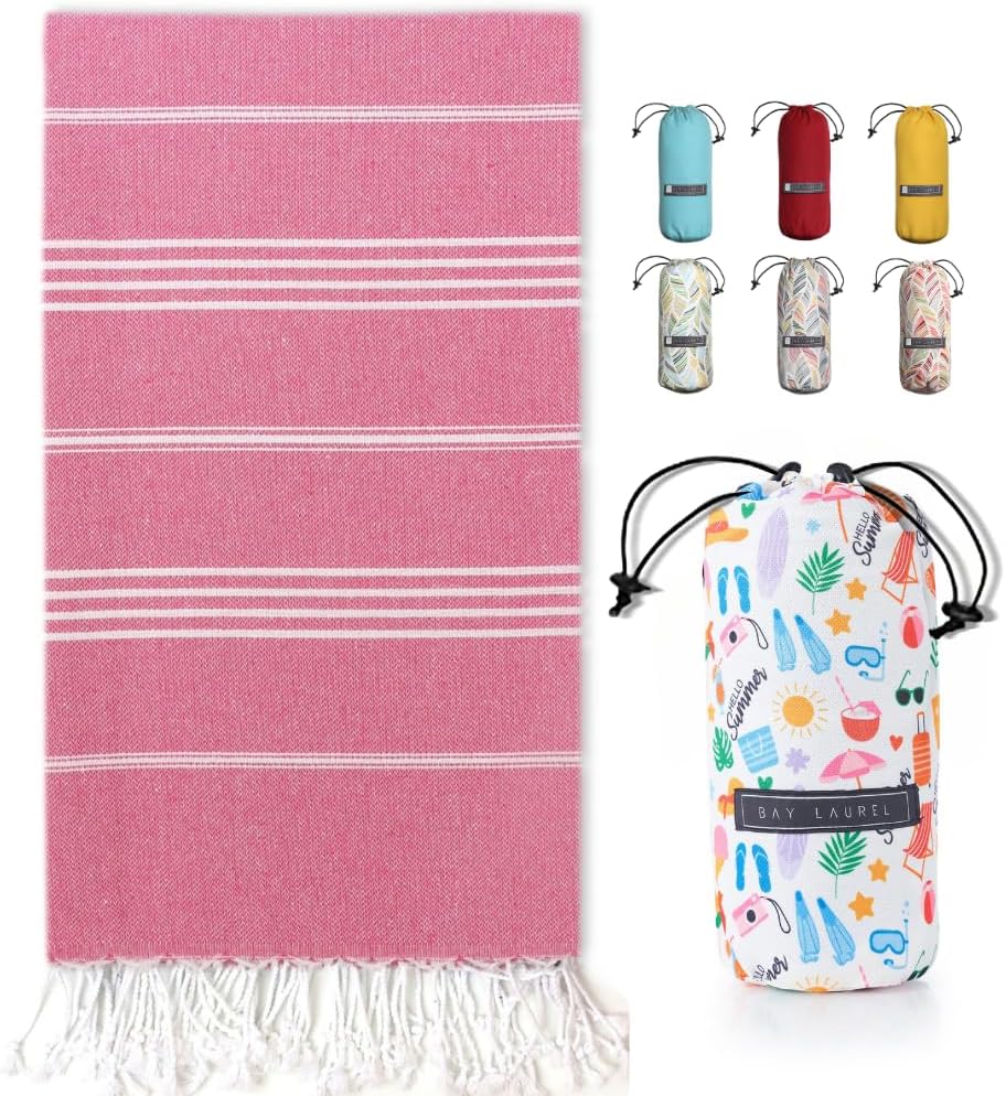 Turkish Beach Towel - Lightweight, Quick Dry, and Sand-Free with Travel Bag