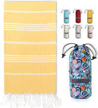 Turkish Beach Towel - Lightweight, Quick Dry, and Sand-Free with Travel Bag