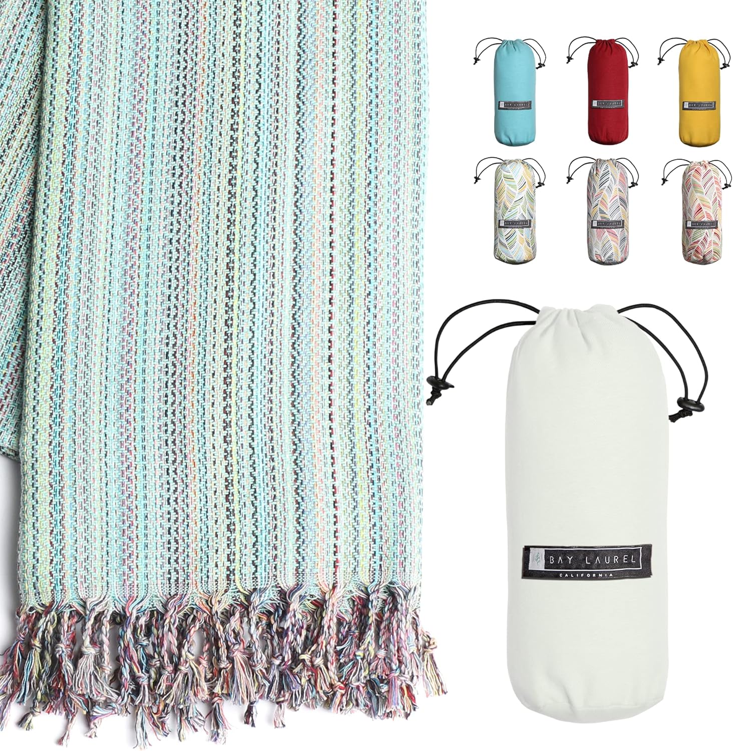 Turkish Beach Towel - Lightweight, Quick Dry, and Sand-Free with Travel Bag